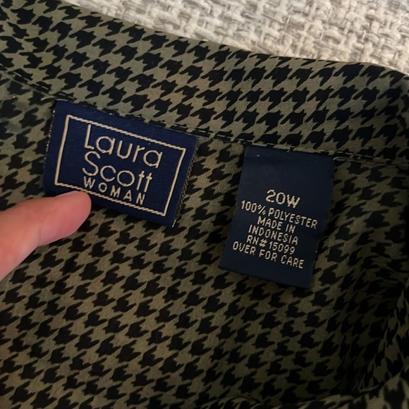 Vintage Laura Scott Women Herringbone Button Down Blouse - Picture 2 of 8